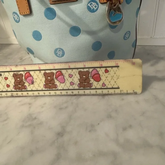 Dooney & Bourke Tan and Blue Polka Dot Tote - Picture 7 of 9